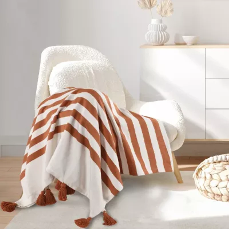 LR Home Hanny Striped Washable Reversible Throw