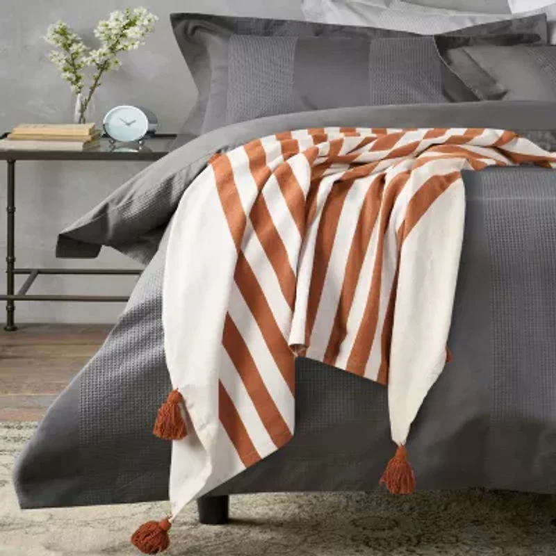 LR Home Hanny Striped Washable Reversible Throw
