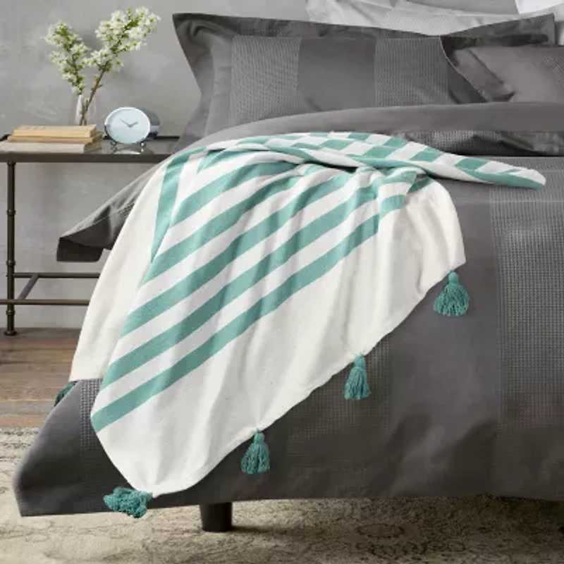 LR Home Hanny Striped Washable Reversible Throw