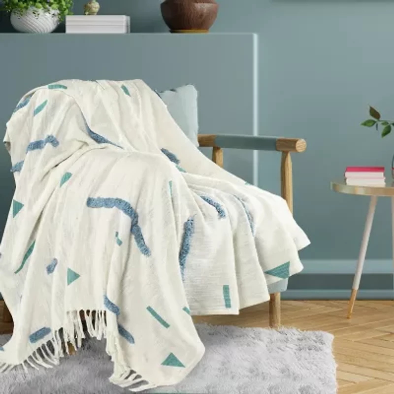 LR Home Ian Geometric Washable Throw