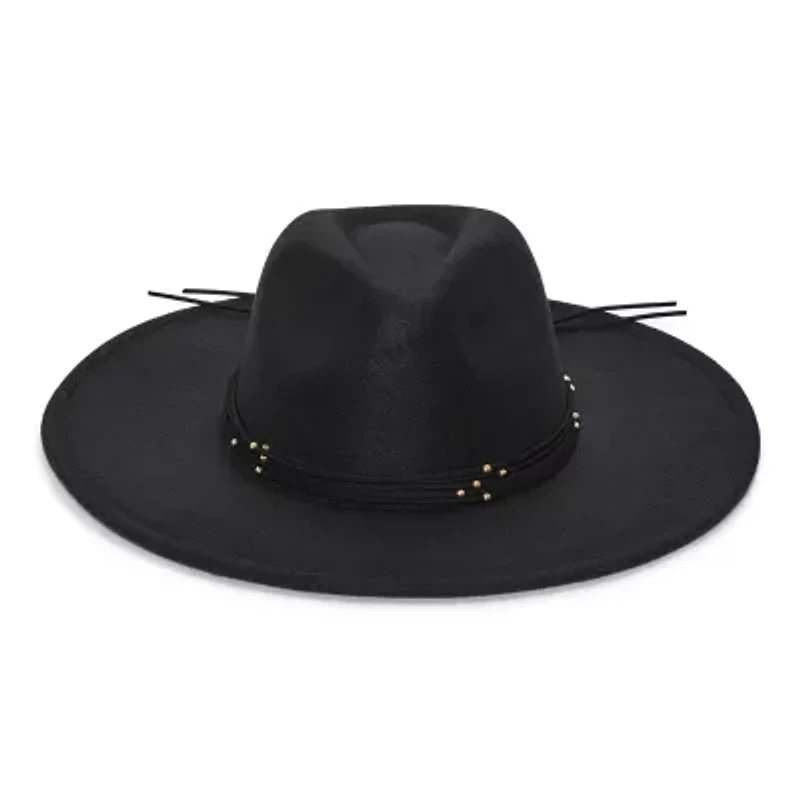 White Mountain Gold Stud Trim Womens Panama Hat