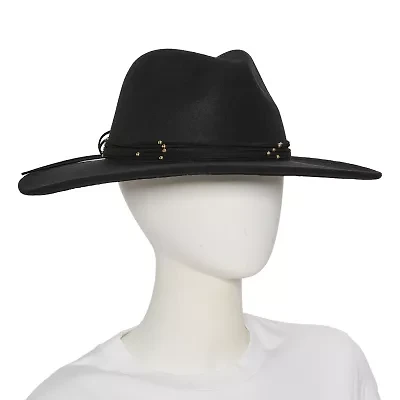 White Mountain Gold Stud Trim Womens Panama Hat