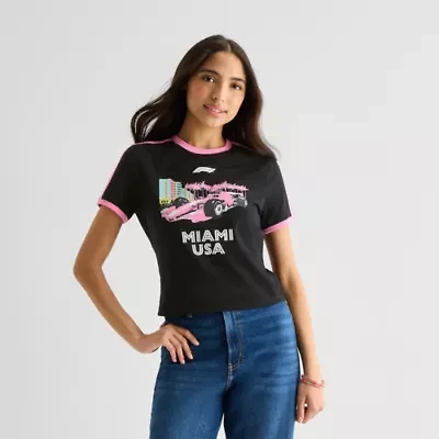 Formula 1 Baby Tee Womens Juniors Crew Neck Short Sleeve Graphic T-Shirt