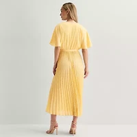 Studio 1 Womens Short Sleeve Dots Midi Fit + Flare Dress