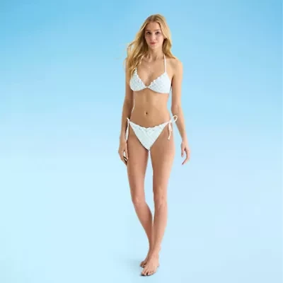 Arizona Adjustable Straps Checked Juniors Triangle Bikini Swimsuit Top