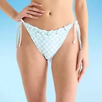 Arizona Womens Lined Side Tie Checked Juniors Bikini Swimsuit Bottom