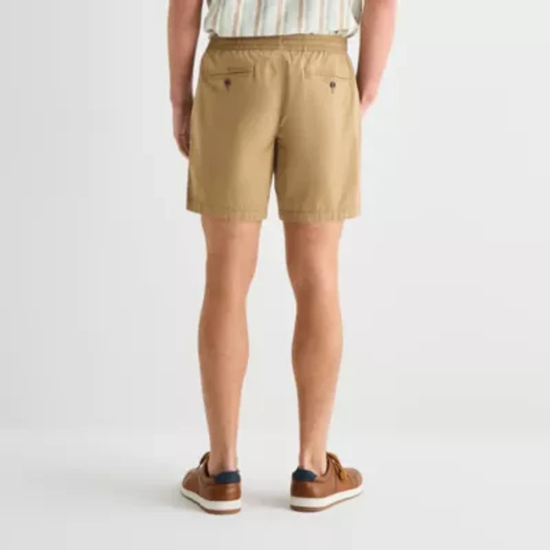 St. John's Bay Poplin Mens 8" Stretch Fabric Drawstring Waist Deck Short