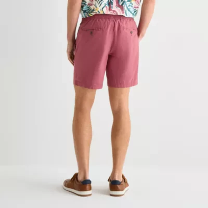 St. John's Bay Poplin Mens 8" Stretch Fabric Drawstring Waist Deck Short