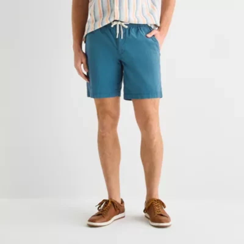 St. John's Bay Poplin Mens 8" Stretch Fabric Drawstring Waist Deck Short