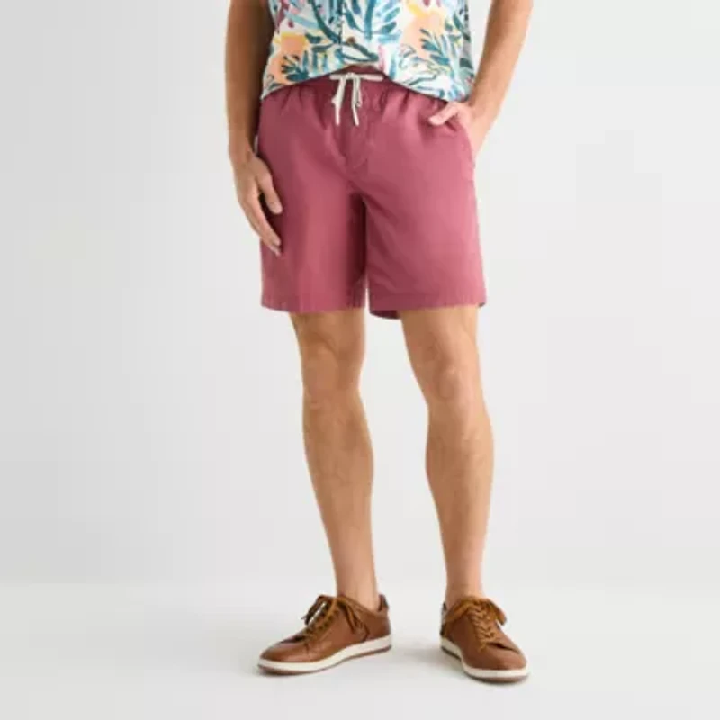 St. John's Bay Poplin Mens 8" Stretch Fabric Drawstring Waist Deck Short