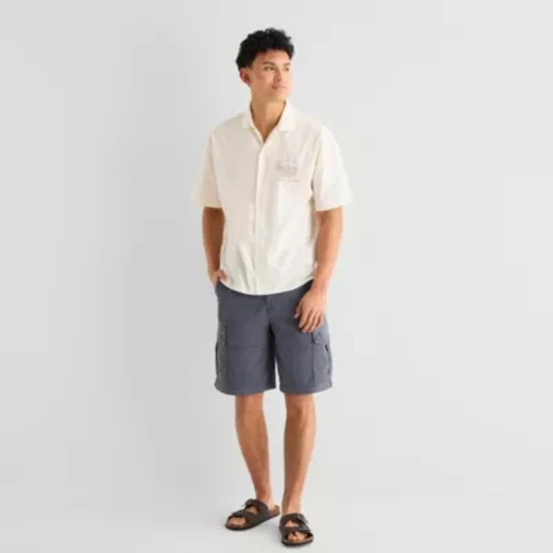 Arizona Mens Short Sleeve Regular Fit Button-Down Shirt