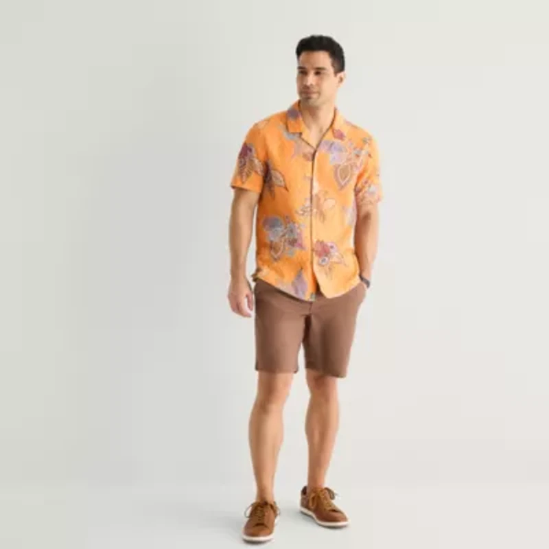 mutual weave Mens Short Sleeve Camp Shirt