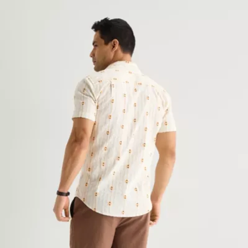 mutual weave Mens Short Sleeve Classic Fit Button-Down Shirt
