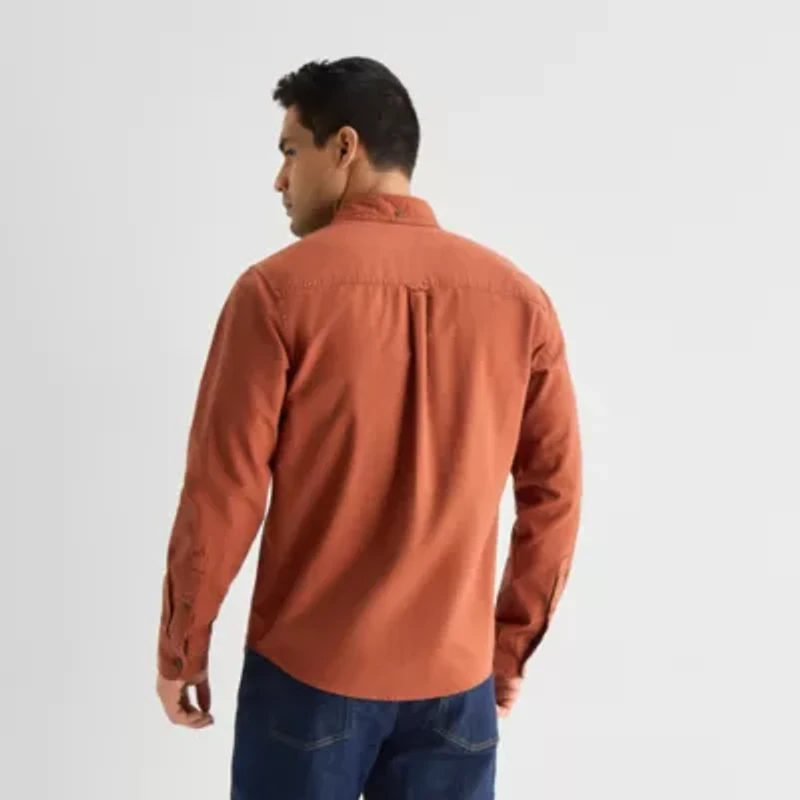 mutual weave Washed Oxford Mens Long Sleeve Classic Fit Button-Down Shirt