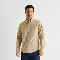mutual weave Washed Oxford Mens Long Sleeve Classic Fit Button-Down Shirt
