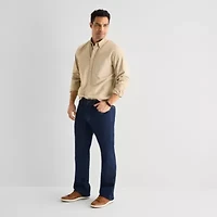 mutual weave Washed Oxford Mens Long Sleeve Classic Fit Button-Down Shirt