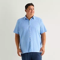 Stafford Cool Tech Mens Short Sleeve Classic Fit Stretch Fabric Wrinkle Free Big and Tall Button-Down Shirt