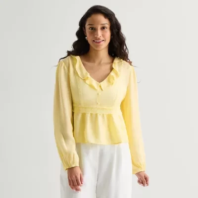 by&by Womens V Neck Blouse