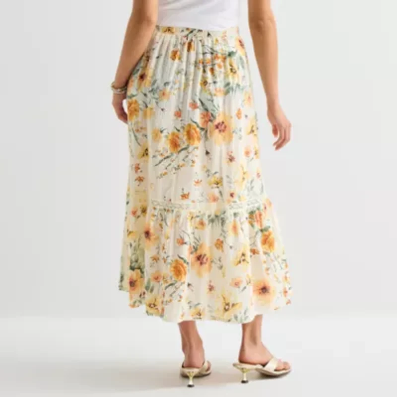 by&by Womens Juniors Midi Flared Skirt