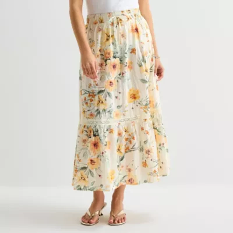 by&by Womens Juniors Midi Flared Skirt