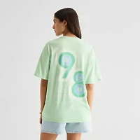 Arizona Womens Juniors Round Neck Short Sleeve Oversized Graphic T-Shirt