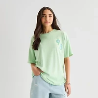 Arizona Womens Juniors Round Neck Short Sleeve Oversized Graphic T-Shirt