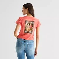 Arizona Womens Juniors Round Neck Short Sleeve Classic Fit Graphic T-Shirt