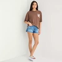Arizona Womens Juniors Round Neck Short Sleeve Oversized Graphic T-Shirt