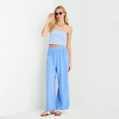 Arizona Womens Juniors Wide Leg Pull-On Pant