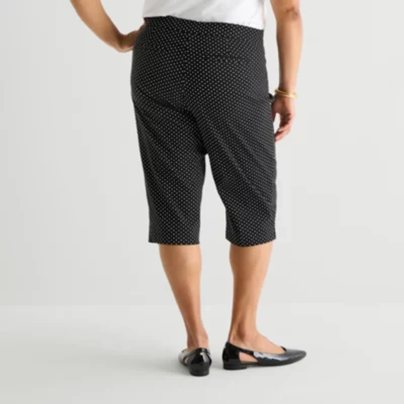 Liz Claiborne Lisa Womens Plus Stretch Fabric Straight Mid Rise Capri Pant