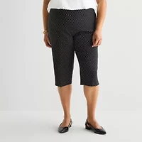 Liz Claiborne Lisa Womens Plus Stretch Fabric Straight Mid Rise Capri Pant