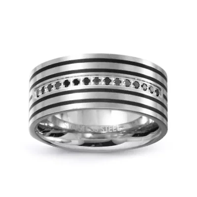 Mens 10MM Stainless Steel Wedding Band