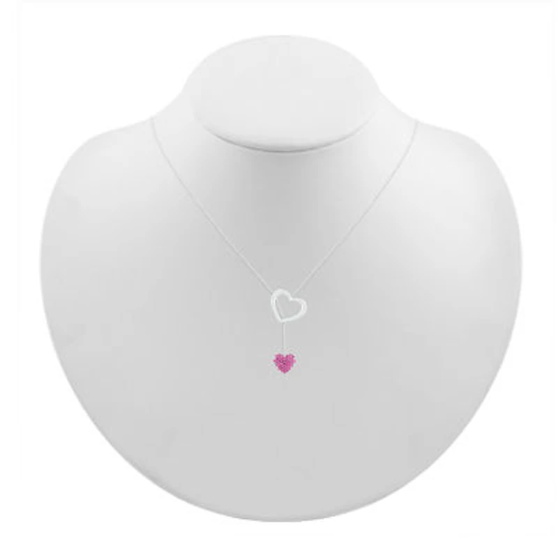 Womens Lab Created Sapphire Sterling Silver Heart 18 Inch Pendant Necklace