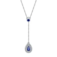 Womens Blue Sapphire Sterling Silver 18 Inch Y Necklace