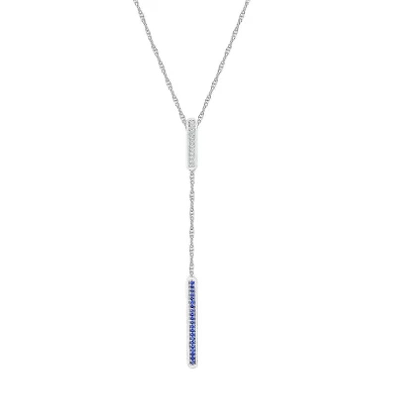 Womens Blue Sapphire Sterling Silver 18 Inch Y Necklace