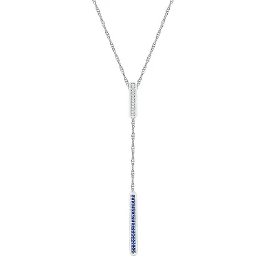 Womens Blue Sapphire Sterling Silver 18 Inch Y Necklace