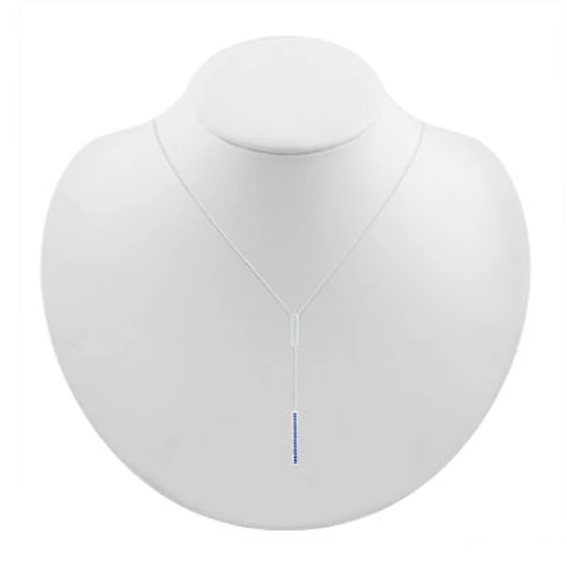 Womens Blue Sapphire Sterling Silver 18 Inch Y Necklace