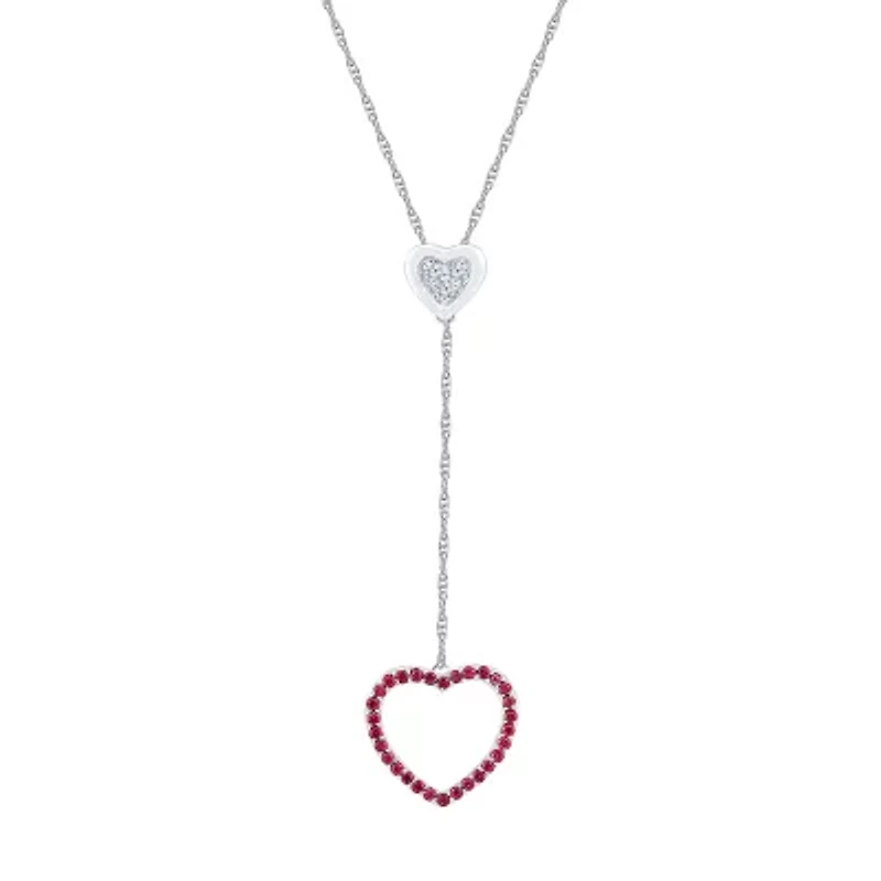 Womens Red Ruby Sterling Silver 18 Inch Y Necklace
