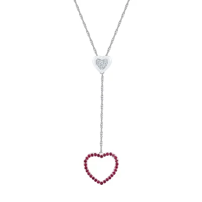 Womens Red Ruby Sterling Silver 18 Inch Y Necklace