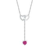 Womens Lab Created Pink Sapphire Sterling Silver Heart 18 Inch Pendant Necklace