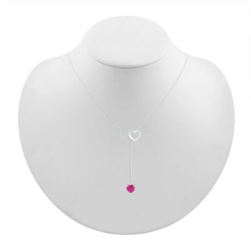 Womens Lab Created Pink Sapphire Sterling Silver Heart 18 Inch Pendant Necklace