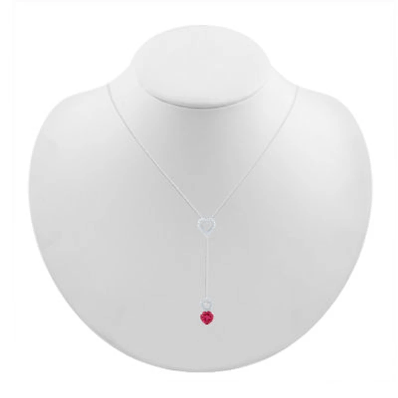 Womens Red Ruby Sterling Silver 18 Inch Y Necklace