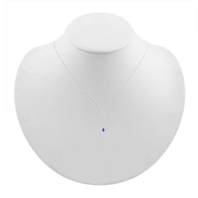 Womens Blue Sapphire Sterling Silver 18 Inch Y Necklace