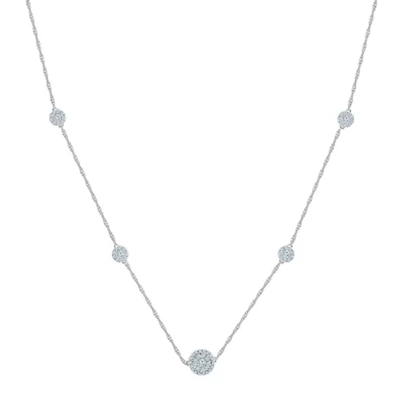 Womens Lab Created White Sapphire Sterling Silver 18 Inch Pendant Necklace