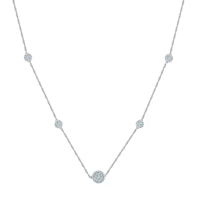 Womens Lab Created White Sapphire Sterling Silver 18 Inch Pendant Necklace