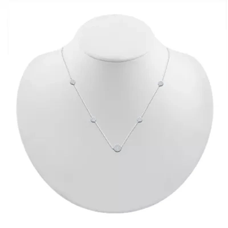 Womens Lab Created White Sapphire Sterling Silver 18 Inch Pendant Necklace