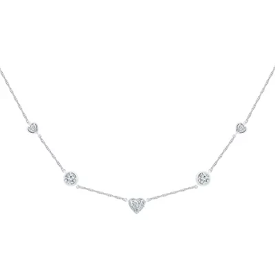 Womens Diamond Accent Lab Created White Sapphire Sterling Silver Heart 18 Inch Pendant Necklace