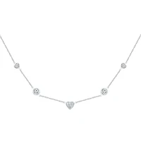 Womens Diamond Accent Lab Created White Sapphire Sterling Silver Heart 18 Inch Pendant Necklace