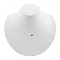 Womens Diamond Accent Lab Created Pink Sapphire 10K Rose Gold Sterling Silver Heart 18 Inch Pendant Necklace