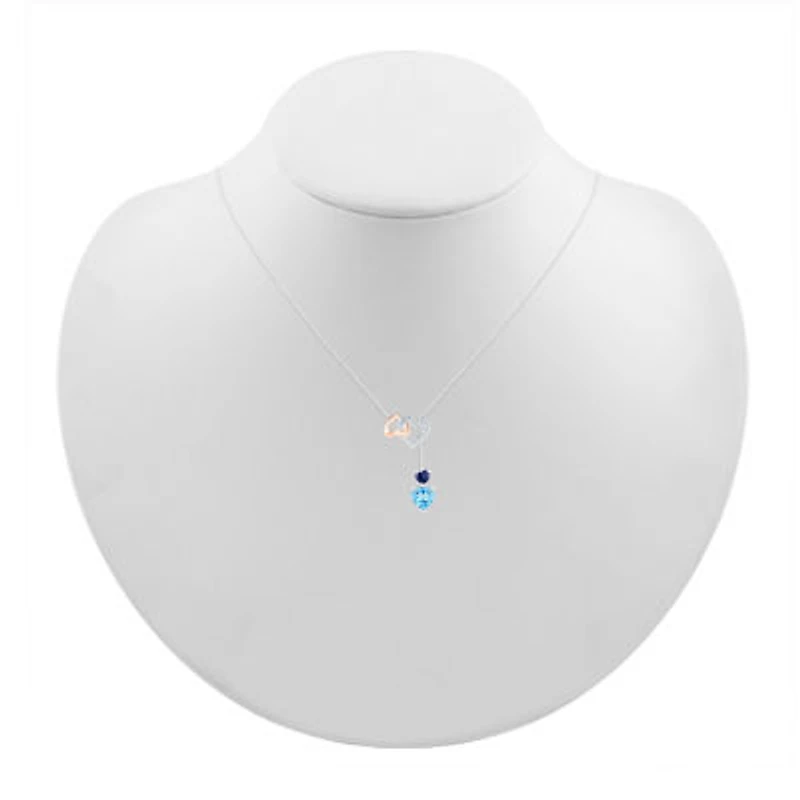 Womens Diamond Accent Genuine Blue Topaz 10K Rose Gold Sterling Silver Heart 18 Inch Pendant Necklace